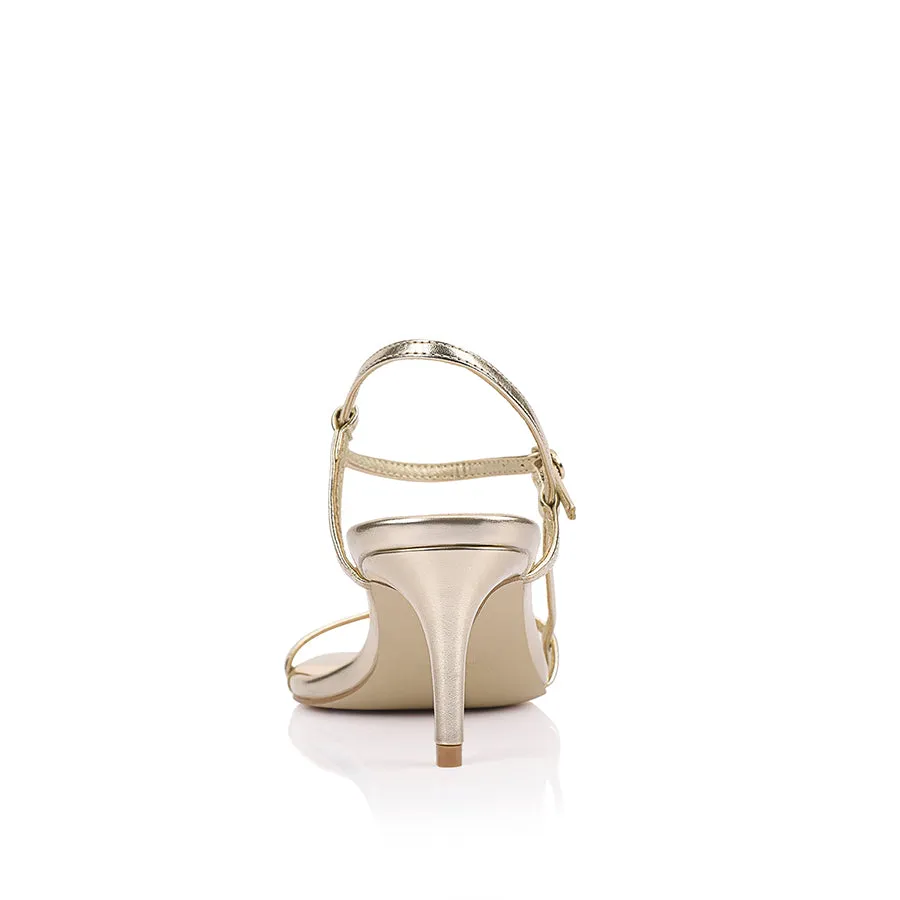Stiletto Heel Tatiana Strappy Sandals - Champagne Gold