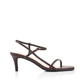 Pink Heels Bejeweled Heels Tatiana Strappy Sandals - Chocolate Brown