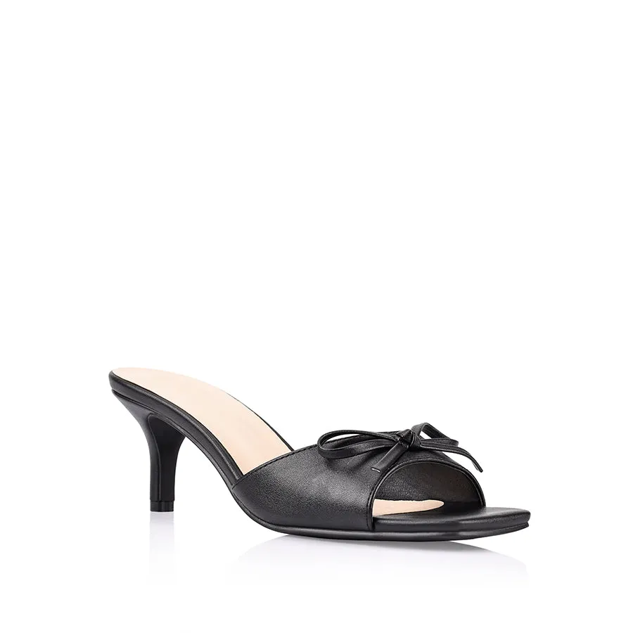 Breathable Tay Kitten Heel Mules - Black