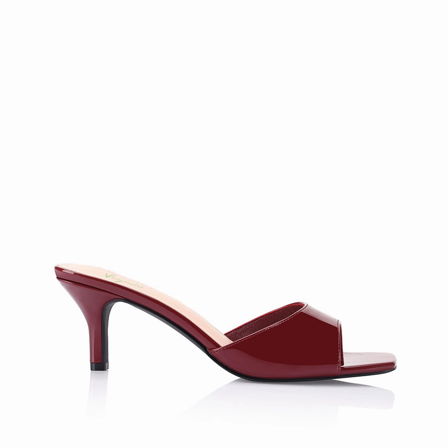 Sporty Footwear Taylor Kitten Heel Mules - Wine Patent