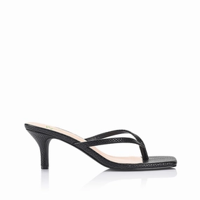 Taytum Heeled Thongs - Black Snake Everyday Use Instant Slip Fit