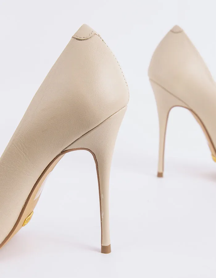 Teeva Off White Leather Platform Heels