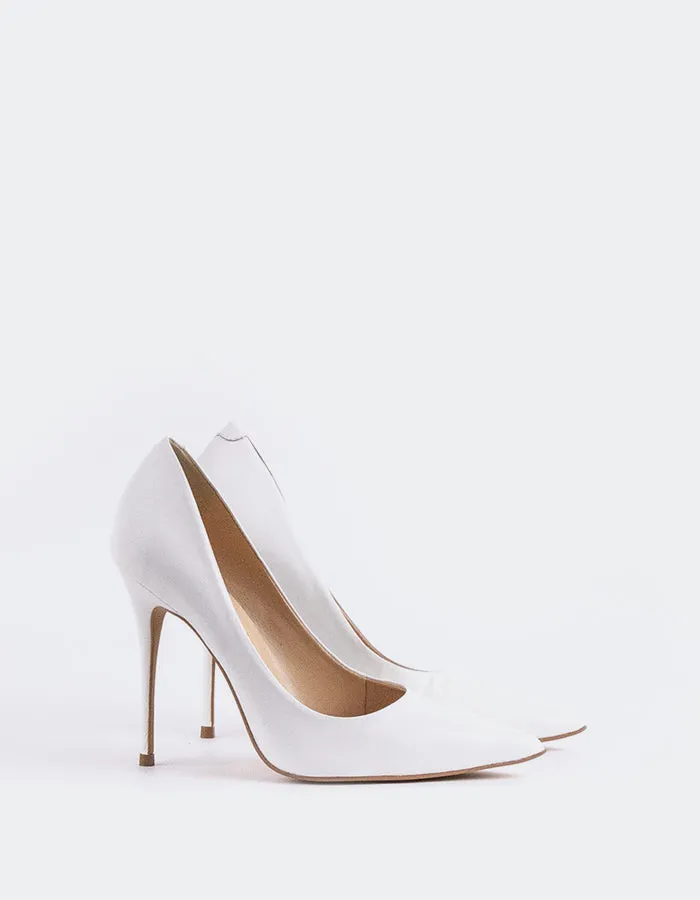 Teeva White Leather Luxury Leather Pumps