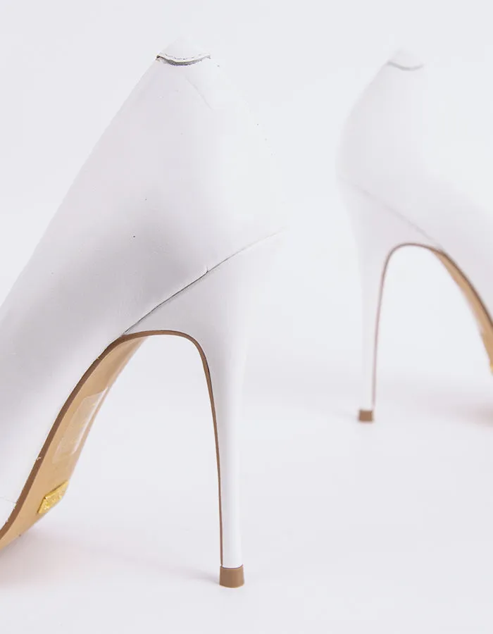 Teeva White Leather Medium Heel All Occasion