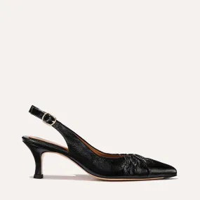 print - style The Anya Slingback - Black Crinkle-Gloss Nappa