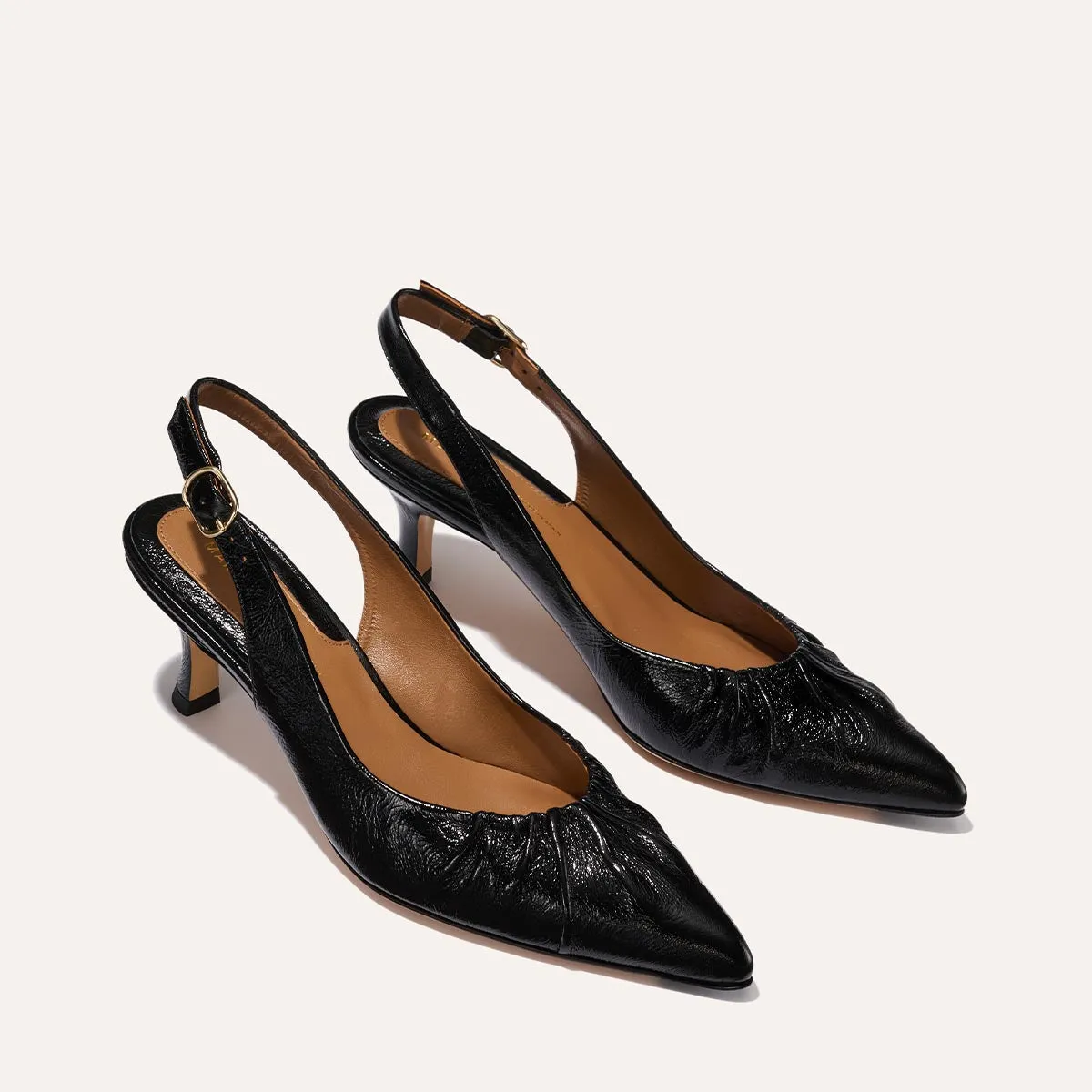 The Anya Slingback - Black Crinkle-Gloss Nappa Posture correction
