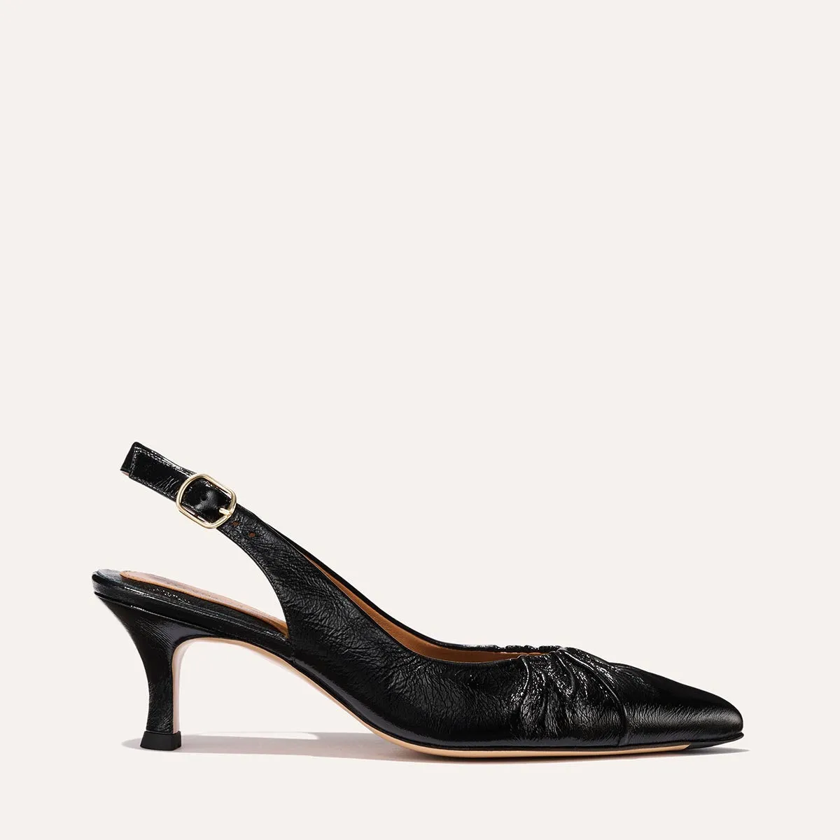 print - style The Anya Slingback - Black Crinkle-Gloss Nappa
