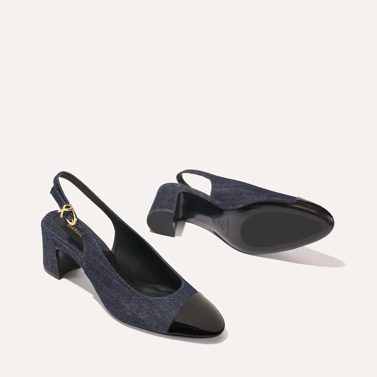 traction - level The Cluny Slingback - Indigo Denim and Patent