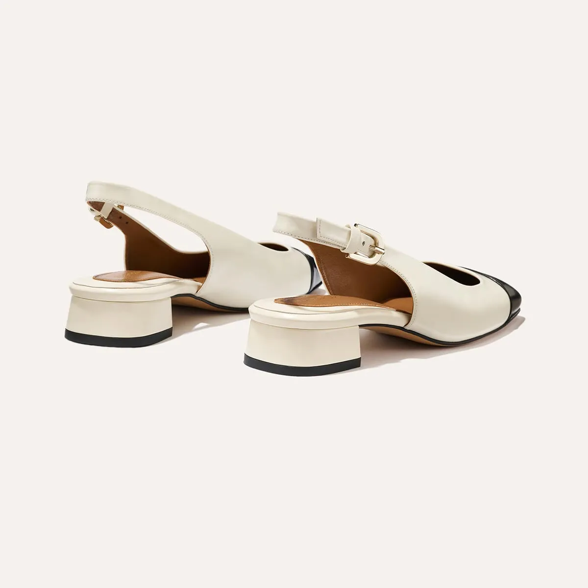 Good zipper The Darcy Slingback - Cream and Black Calf