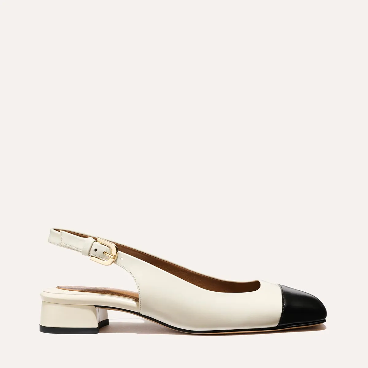 The Darcy Slingback - Cream and Black Calf Shock Diffusion Layer