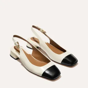 The Darcy Slingback - Cream and Black Calf Water Resistant Seams