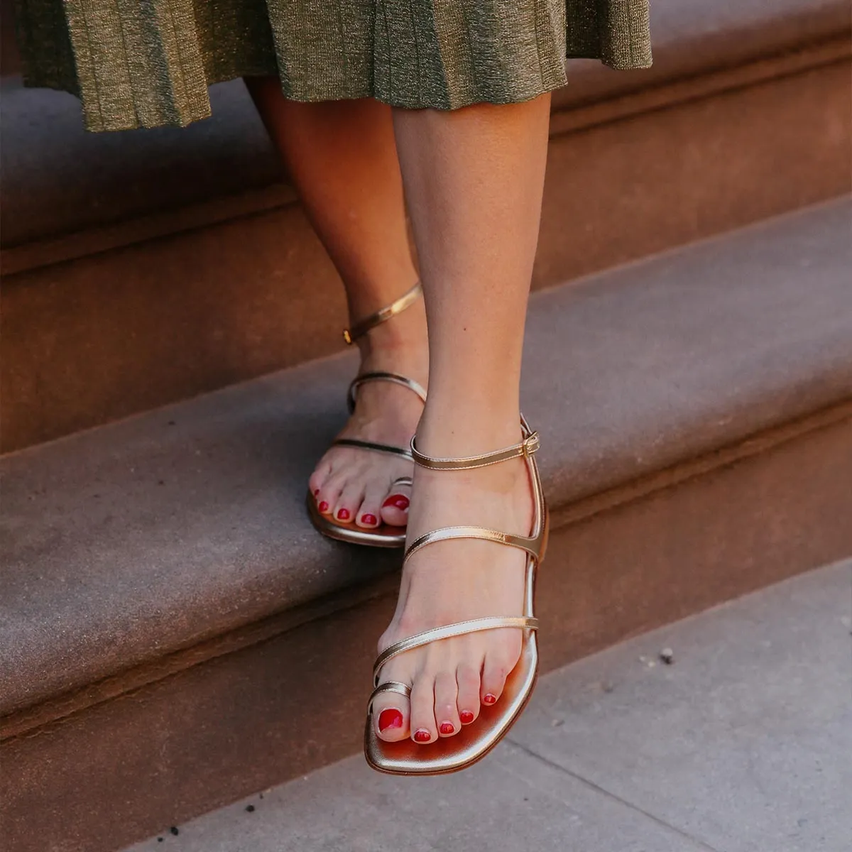 The Positano Sandal - Gold Nappa Chic Sandals for Day Custom Wedding Heels