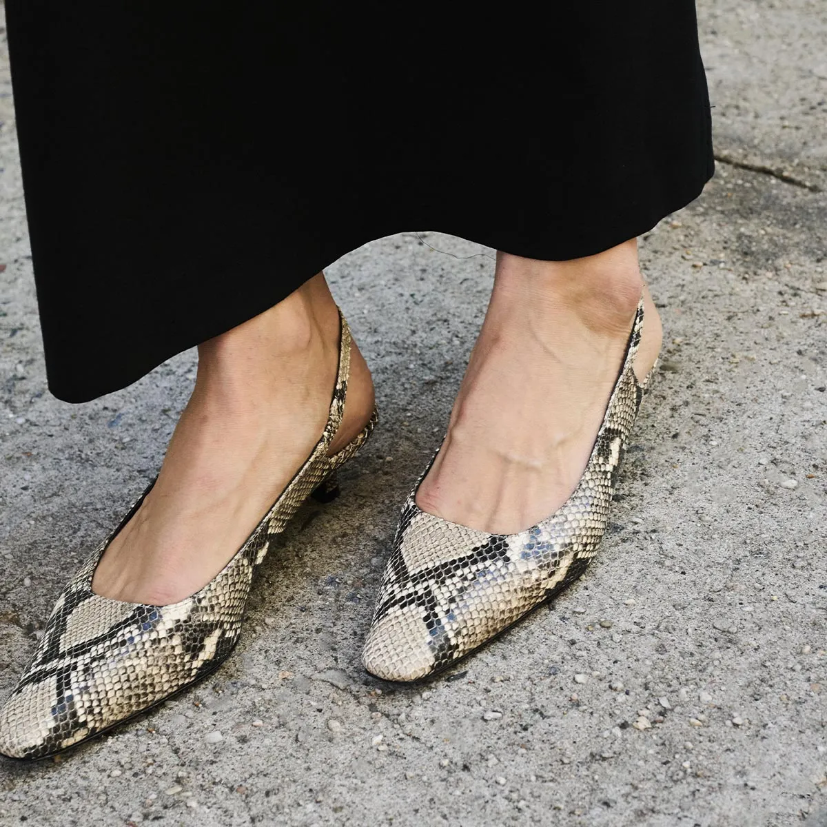Shockproof Heel The Sofia Sling - Natural Python Embossed