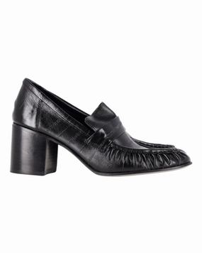 Even Guard City Prep The Row Pleated Loafer Pumps in Black Leather