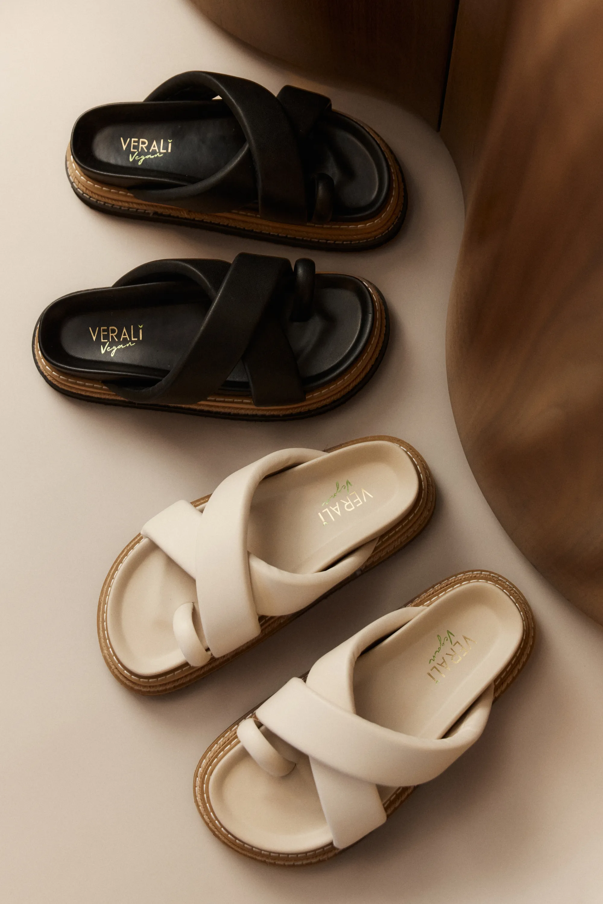 Dock Style Thelma Flatform Slides - Bone White