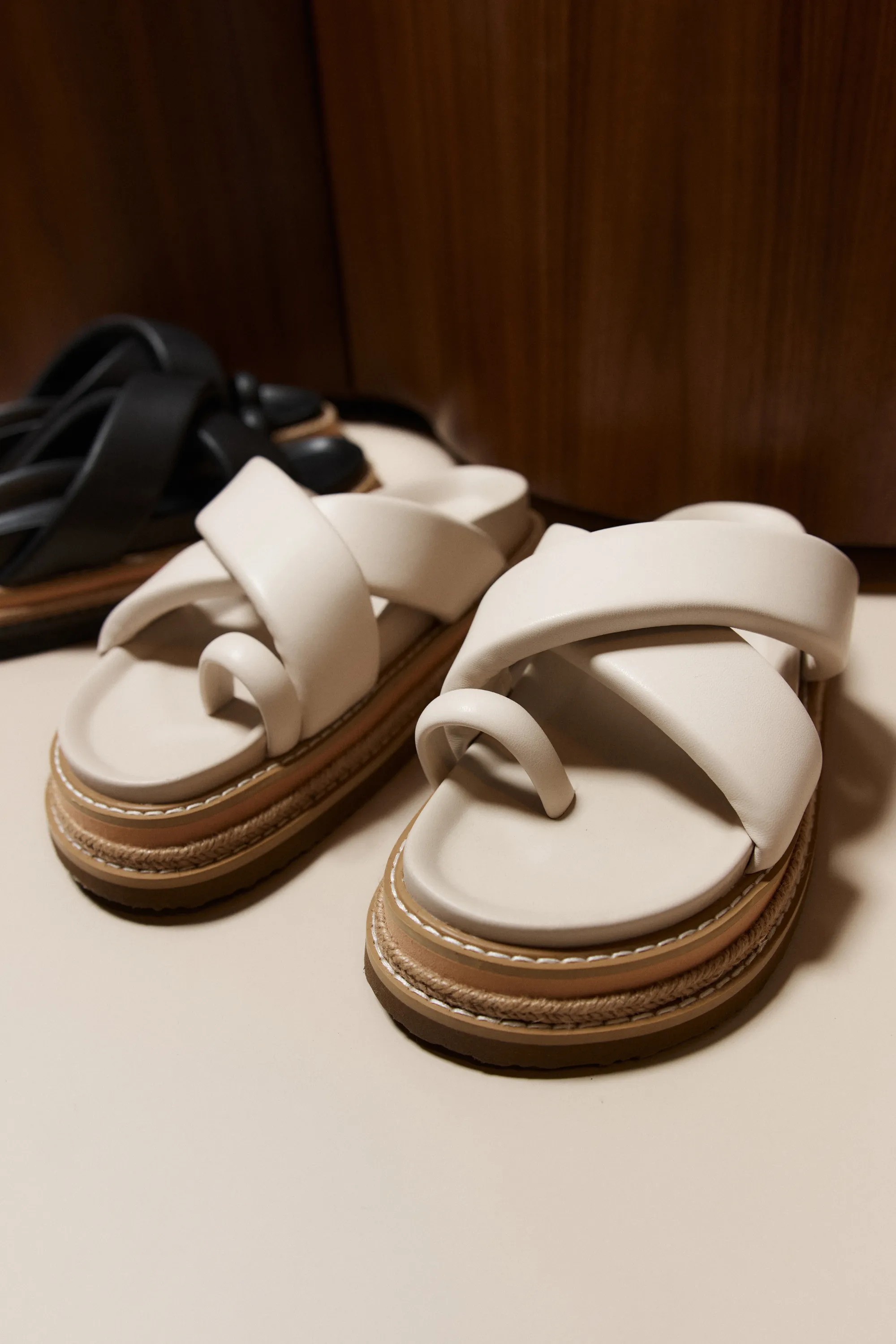 Thelma Flatform Slides - Bone White Track Step