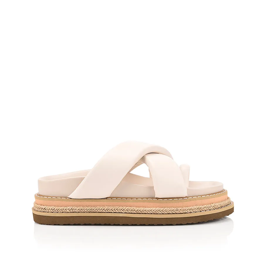 Thelma Flatform Slides - Bone White Life Step Strap Easy