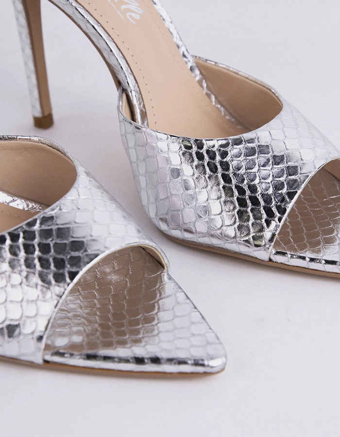 Thelma Silver Snake Leather Light Footwear