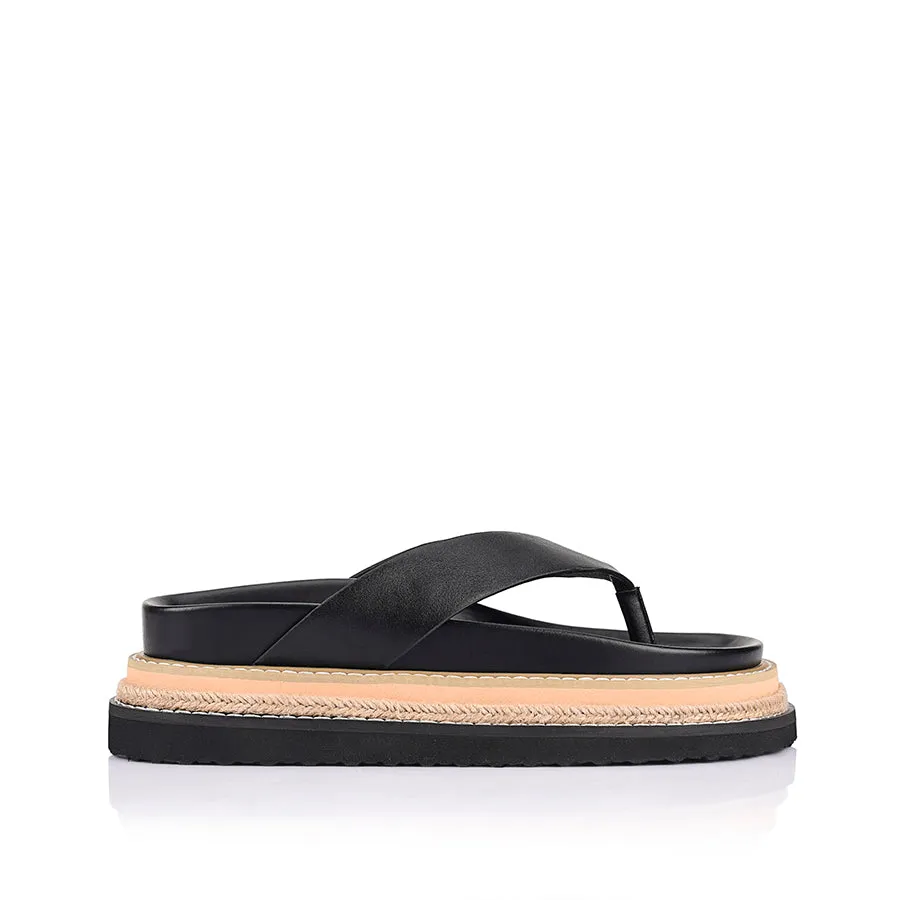 Leaf Path All-Purpose Footwear Theo Platform Thongs - Black