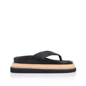 Leaf Path All-Purpose Footwear Theo Platform Thongs - Black
