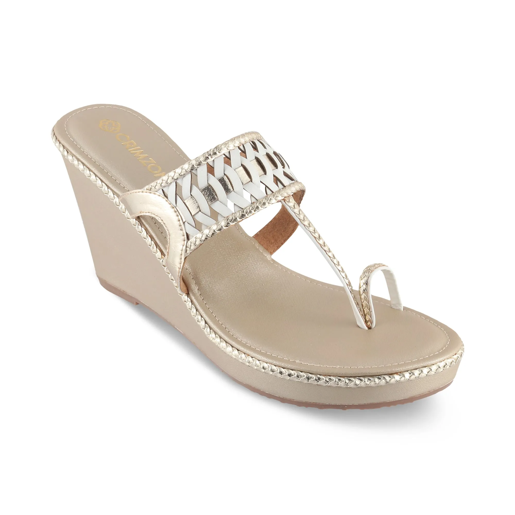 Fashion-forward materials Traction Grip Technology AISHA- WHITE KOLHAPURIS