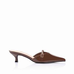 Lunar Point Toe Kitten Heels - Cocoa Brown Patent Energy return