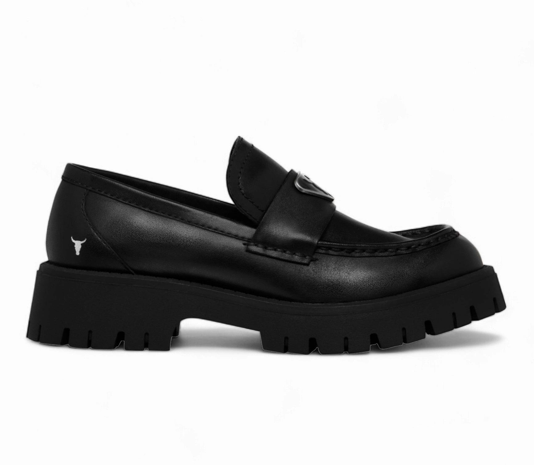 Driving Moccasins Throne - Women's Black Slip On Chunky Leather Loafers