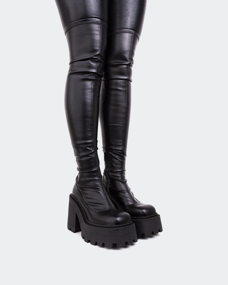 Tialo Black Stretch Heel Height Weather Ready