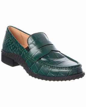 TOD??s Croc-Embossed Leather Loafer Durable Slip-ons