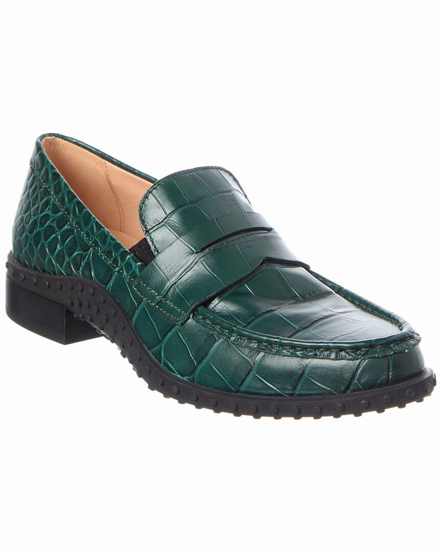 TOD??s Croc-Embossed Leather Loafer Durable Slip-ons