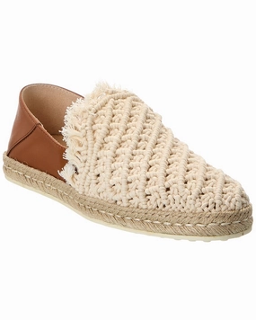 TOD??s Crochet & Leather Loafer Grip Lane Flat