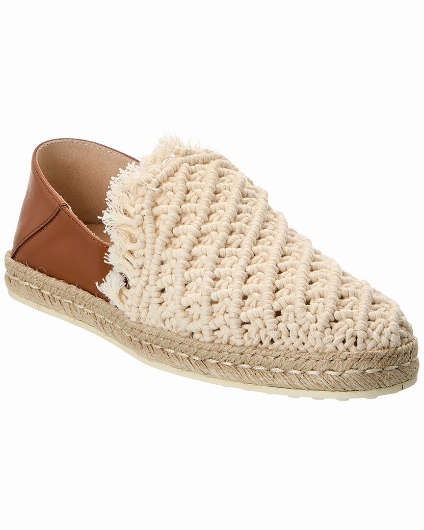 TOD??s Crochet & Leather Loafer Grip Lane Flat