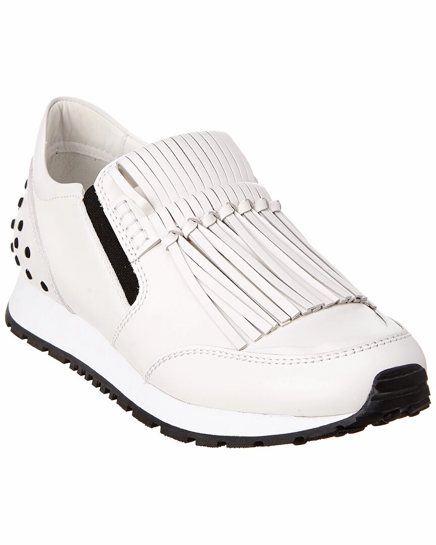 TOD??s Fringe Leather Slip-On Sneaker, 37 Soft Material
