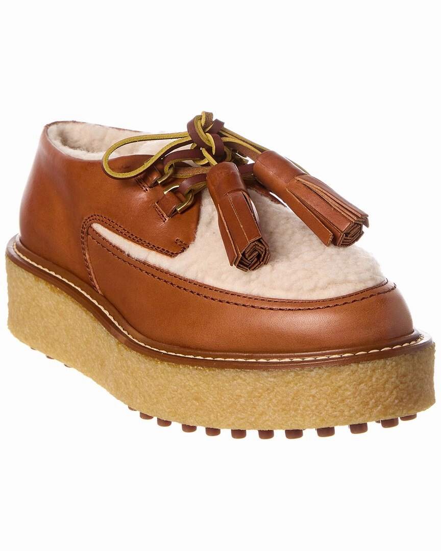 TOD??s Leather & Shearling Platform Loafer Reliable Cushioning