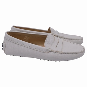 Weekend Fair Tods's Gommino Loafers in White Calf Leather
