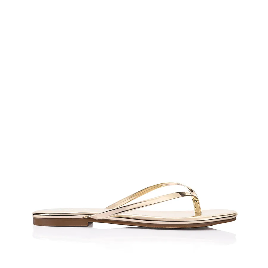 Street Smart Breathable Slip-Ons Tori Thongs - Gold Mirror