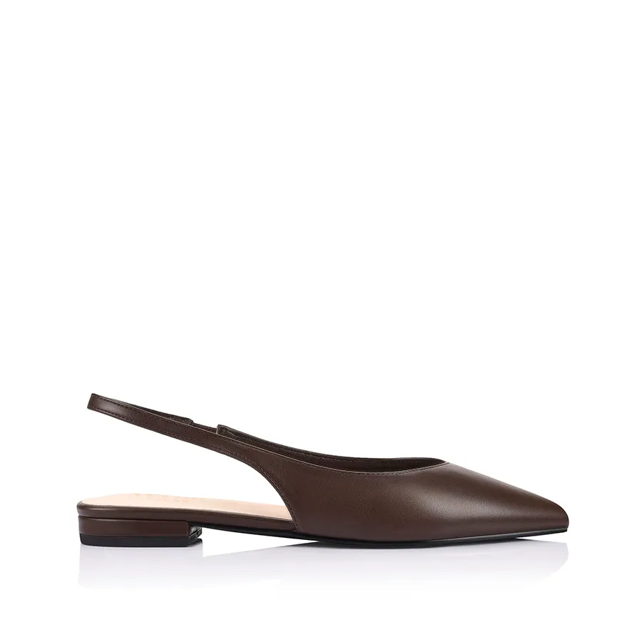 Hillary Slingback Flats - Chocolate Brown Spa Glow