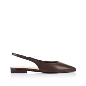 Hillary Slingback Flats - Chocolate Brown Spa Glow