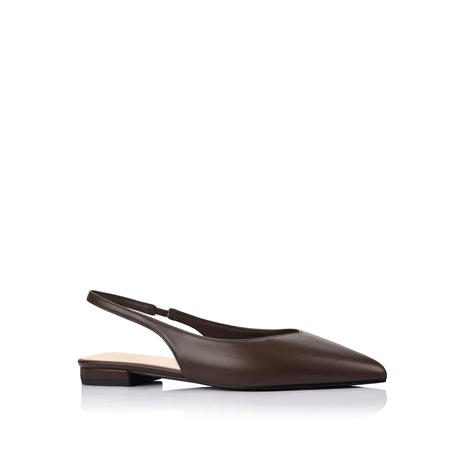 Cushioned Comfort Hillary Slingback Flats - Chocolate Brown