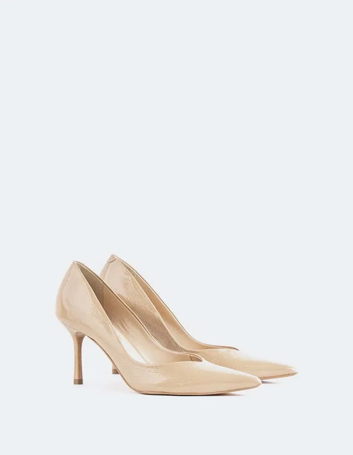 Liora Nude Naplack Crystal Heels