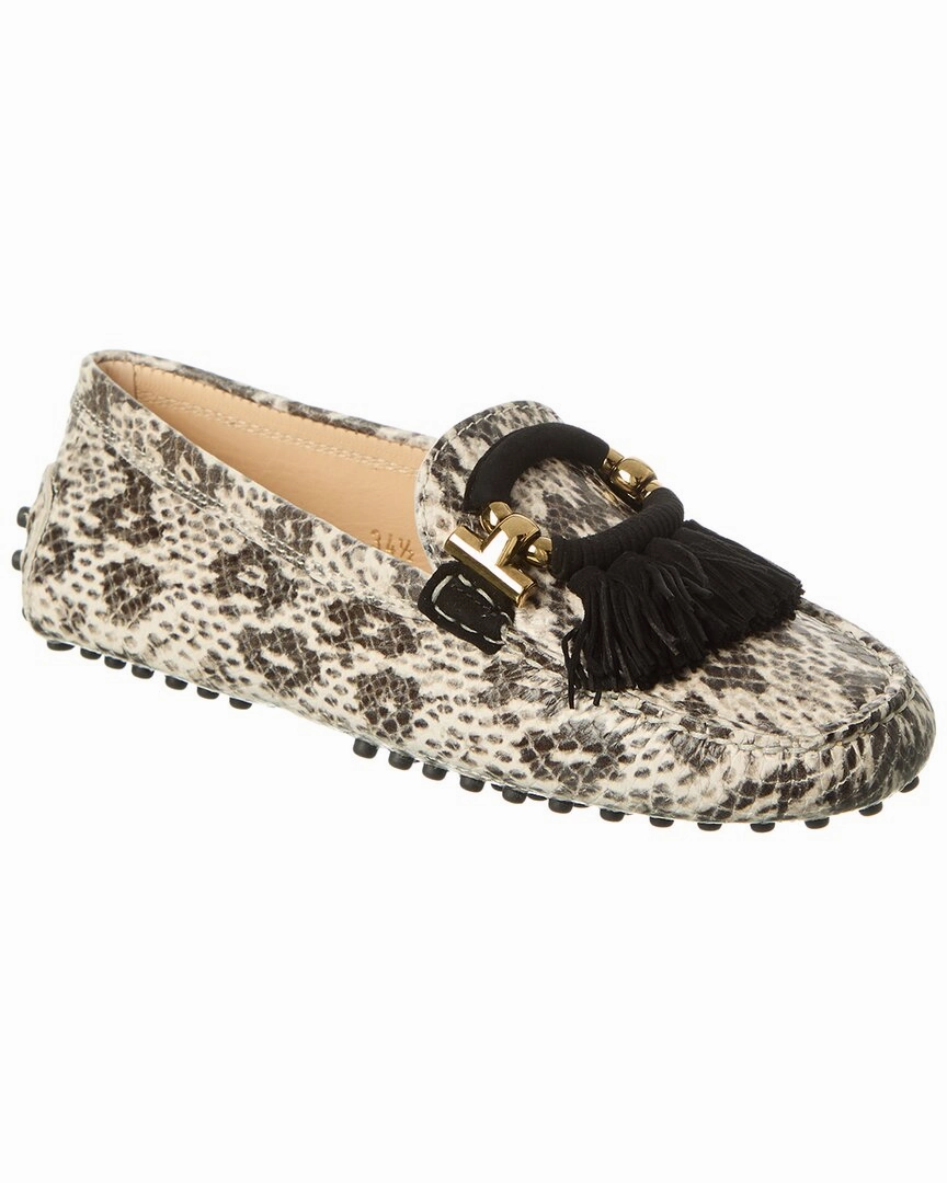 Clean Lane Heel Power TOD??s Snake-Embossed Leather Loafer