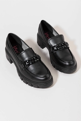Trendy Casual Shoes Women's Una Chunky Chain Loafer In Black