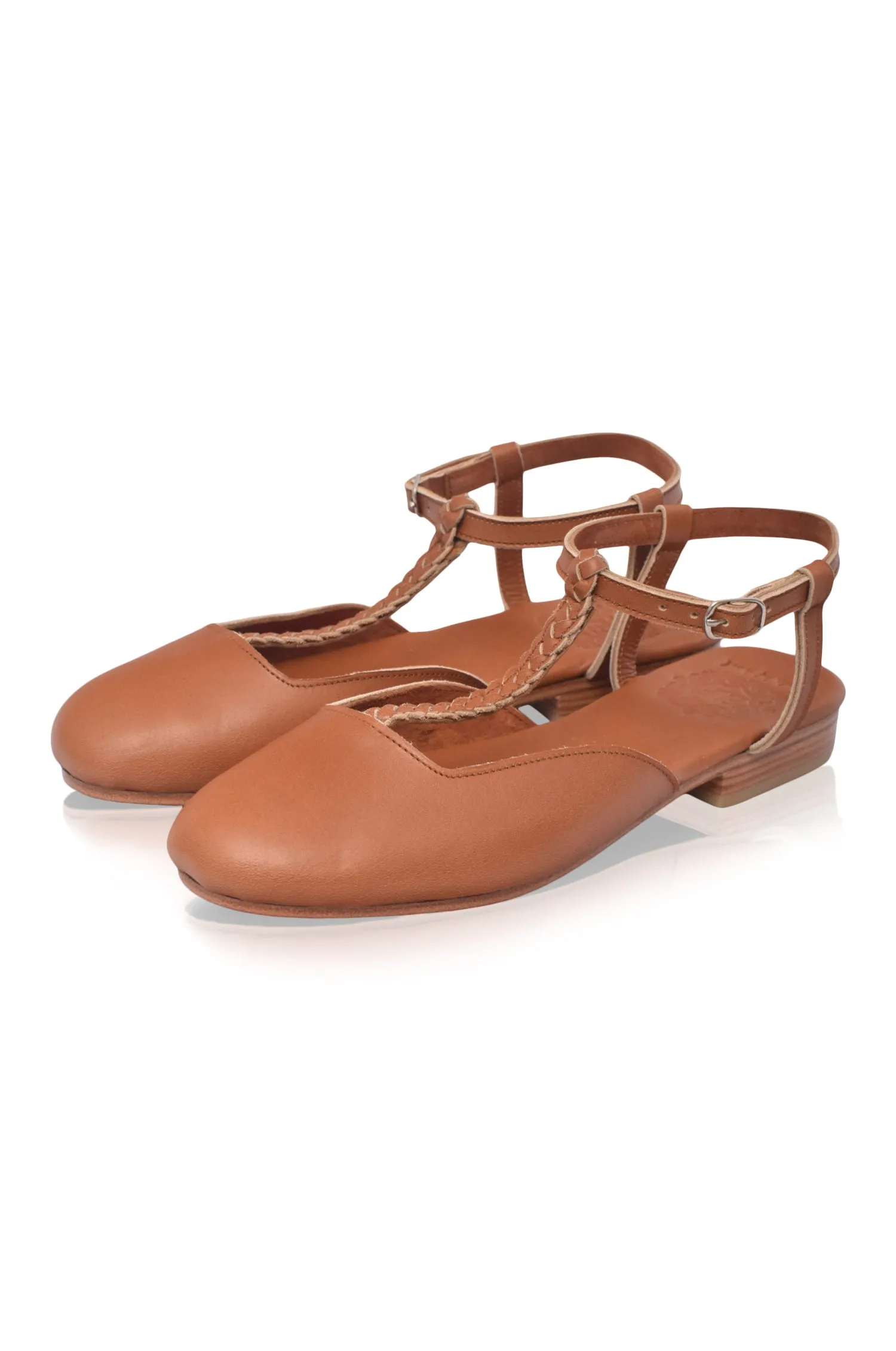 Adaptable Fit Soft Insole Tresser Slingback Leather Flats