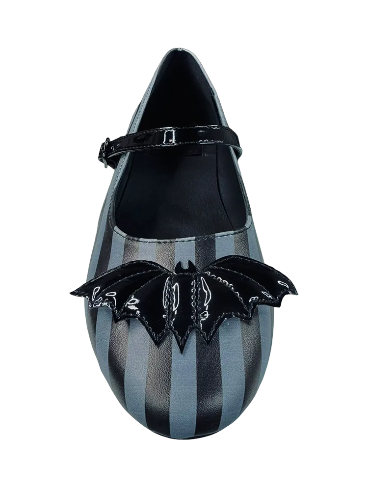MARY JANE BAT STRIPE - BLACK/GREY Easy To Clean