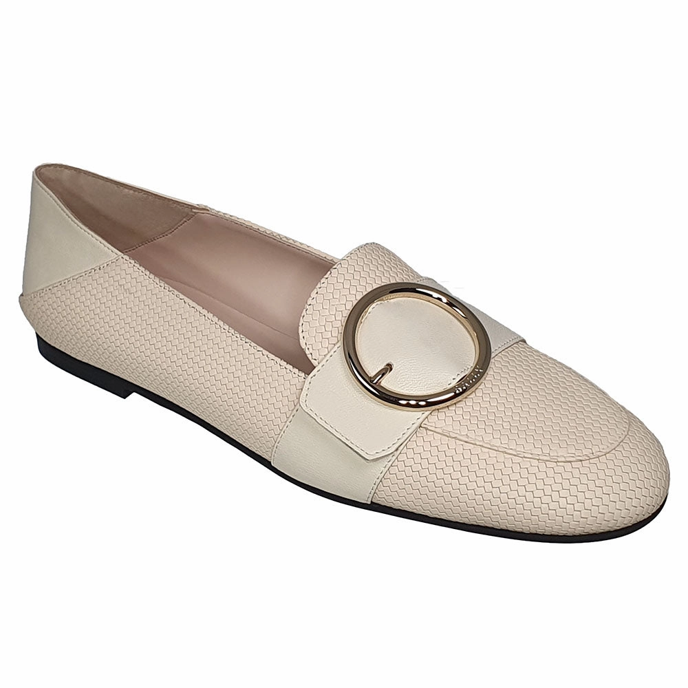 Comfortable Walk Comfortable Padding Bally Clariska 6301227 Women's Bone Embossed Leather Flats