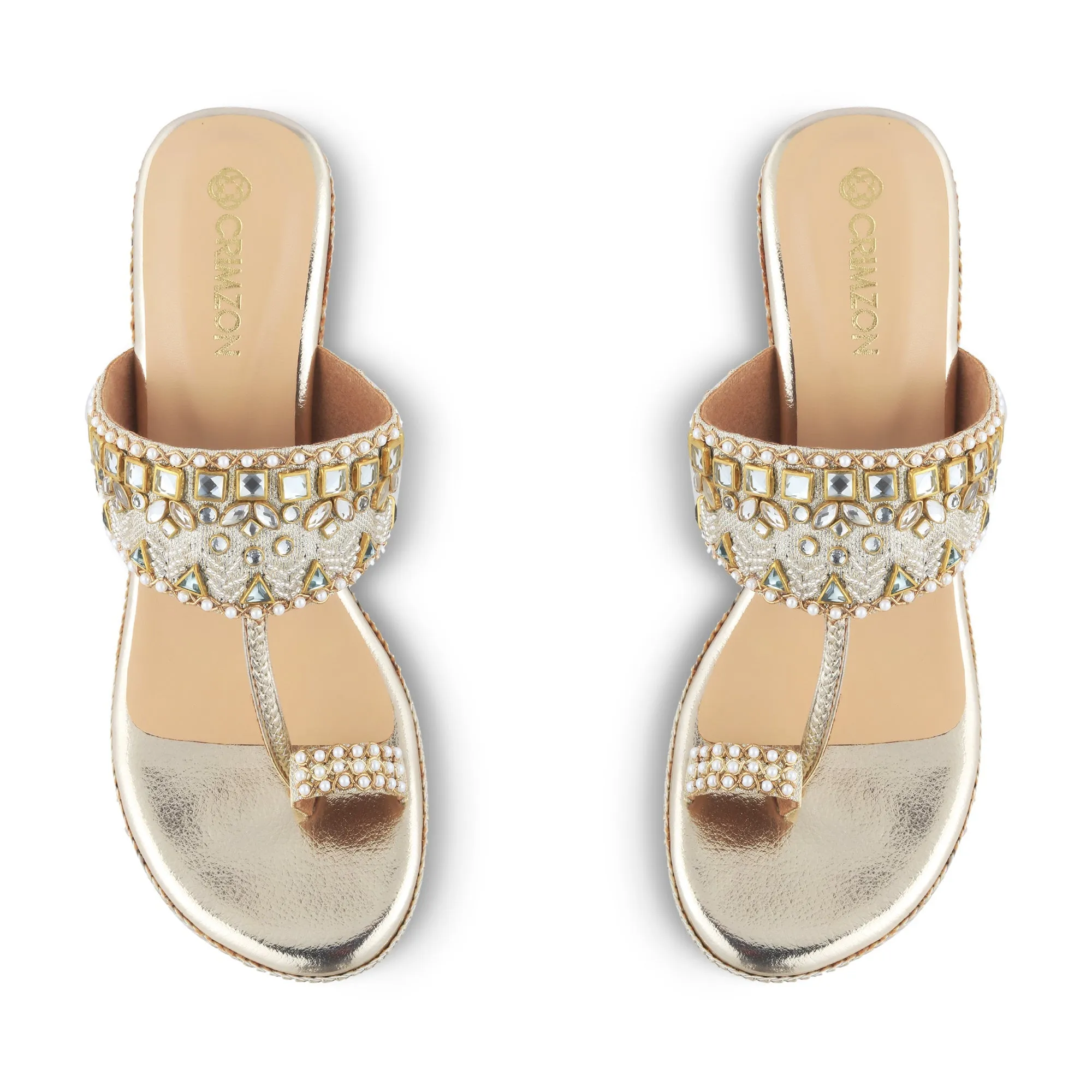 ANAYA- GOLD KOLHAPURIS Reinforced Eyelet Durability