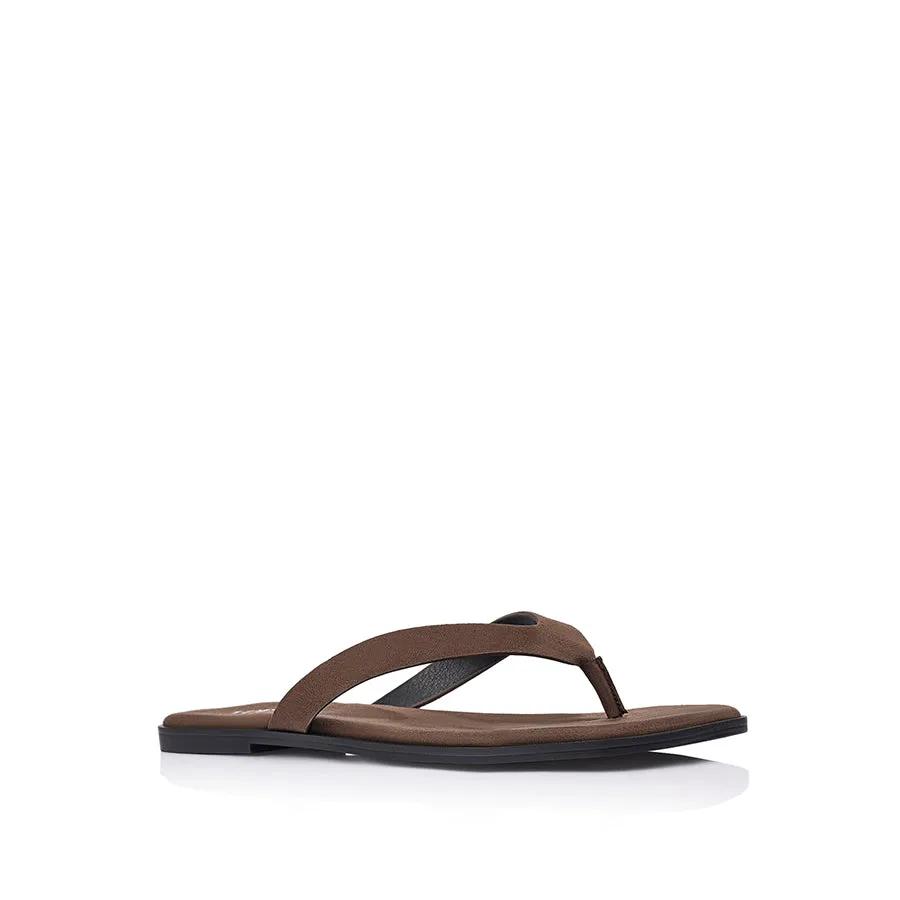 Sascha Casual Thongs - Chocolate Brown Micro Strap Easy Grass Walk