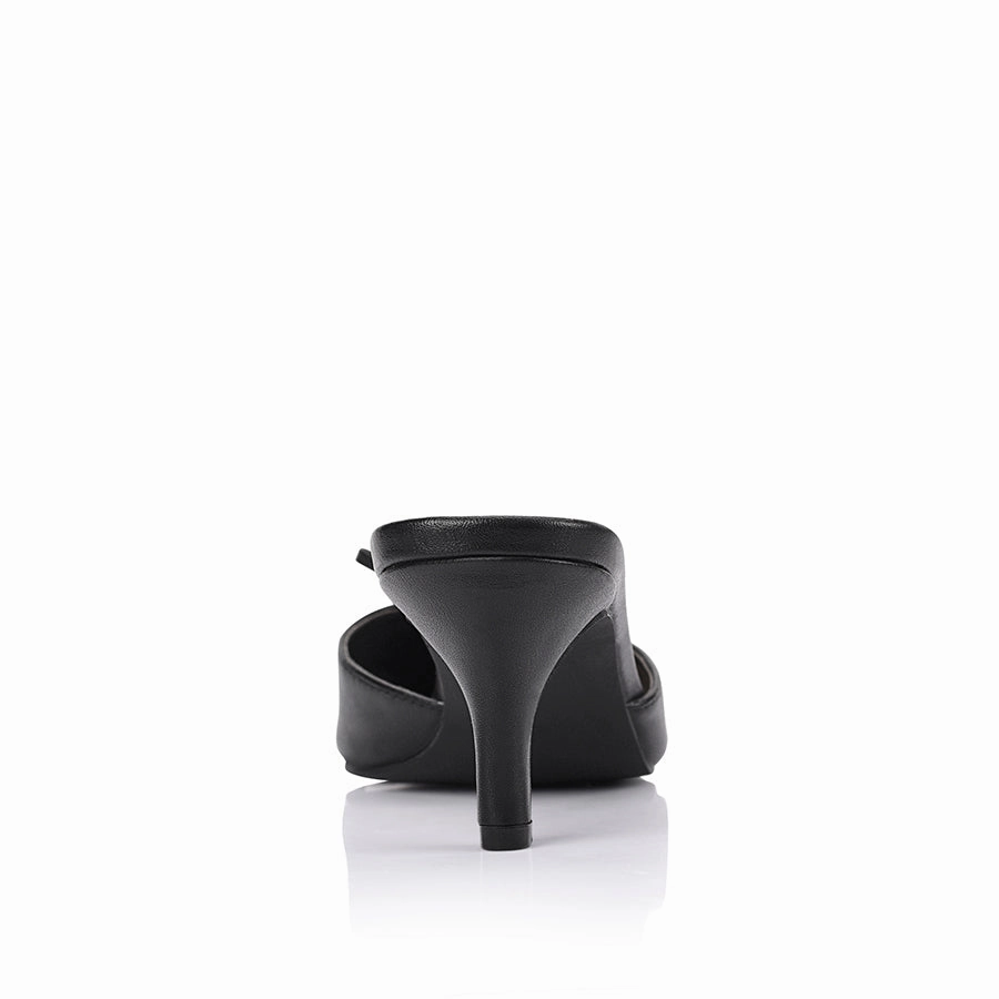 Zeke Point Toe Kitten Heels - Black Slip Walk MeshUpper