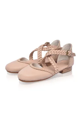 Tallulah Braided Leather Flats City Map Pose Time
