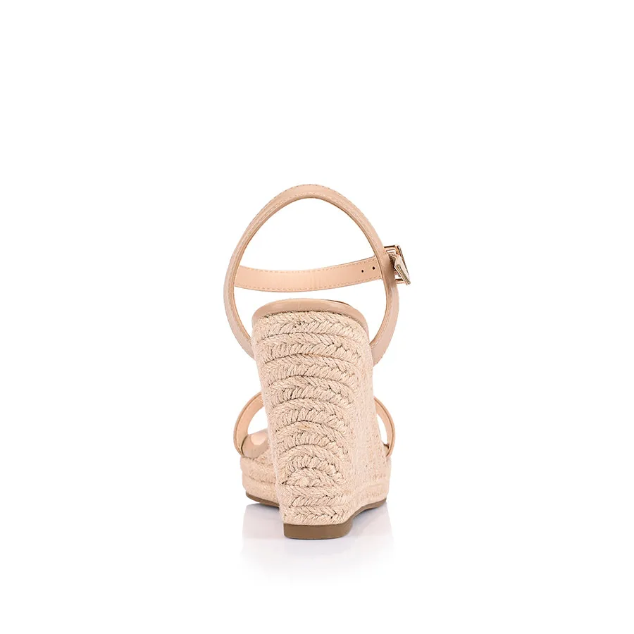 Amaya Rope Wedges - Beige Textured Heels Comfortable Boots